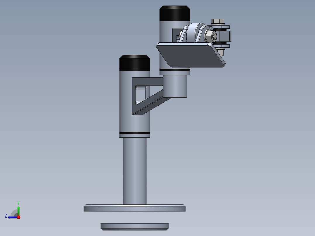 monitor arm显示器伸缩臂支架3D图纸 Solidworks设计右视图