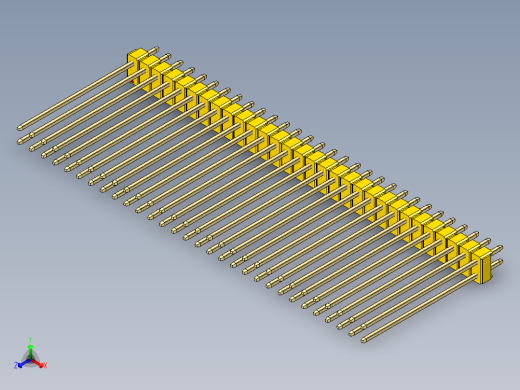 彩色公头100mil（2.54mm）系列-DS1021_yellow_2x30p_100mil_Type43_rev1.0正等轴测缩略图