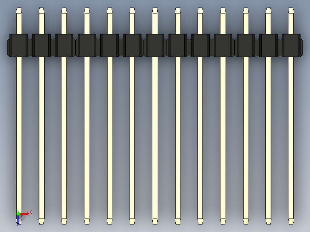 彩色公头100mil（2.54mm）系列-DS1021_black_3x13p_100mil_Type19_rev1.0俯视图