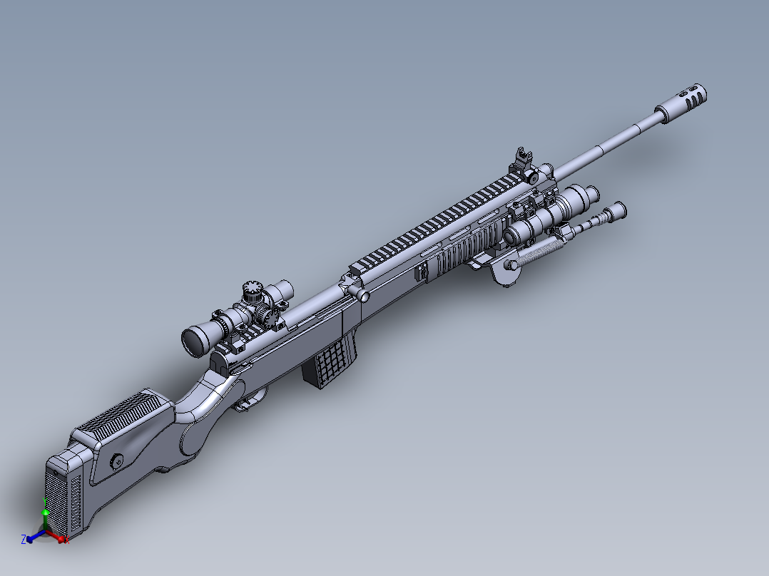 狙击步枪正等轴测图