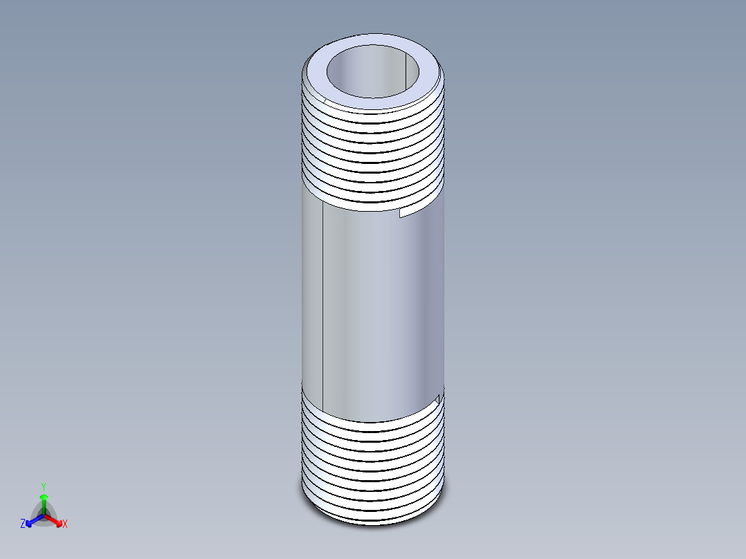 聚氯乙烯配件33-Sch80_Nipple_MPTxMPT_861-081_0.5in x 3in正等轴测图