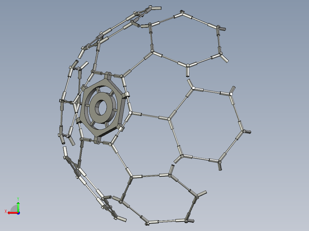 无人机加球体外壳整体装配后视图