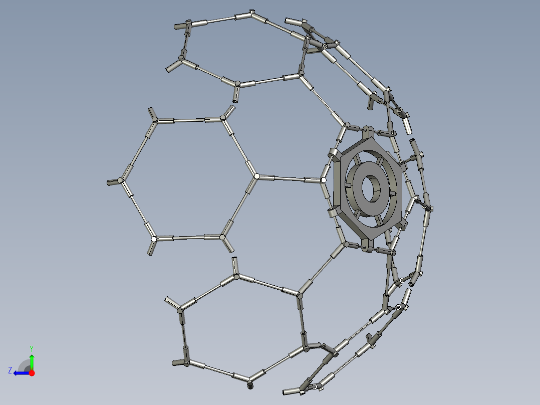 无人机加球体外壳整体装配右视图