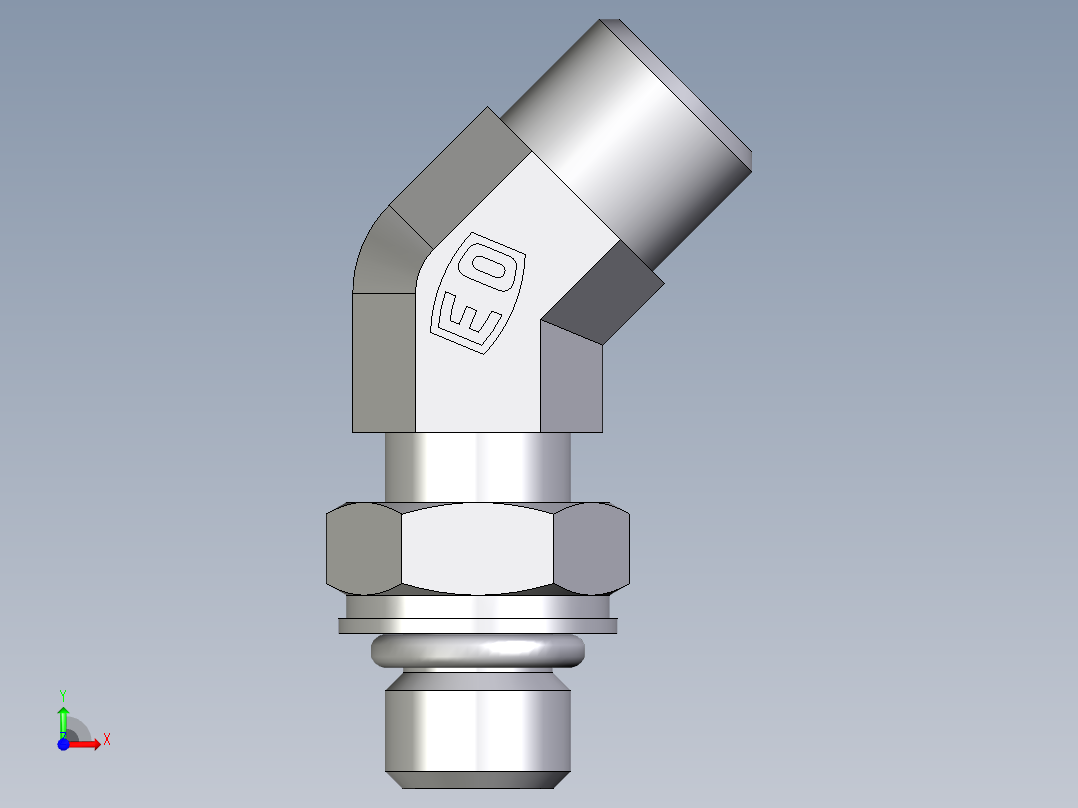 卡套式工业通用硬管接头EO_Adjustable_locknut_45_deg_elbow_VEE08LMOROMDCF前视图