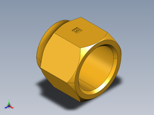 扩口式工业通用硬管接头Short Forged Nut 14FSX-12正等轴测缩略图