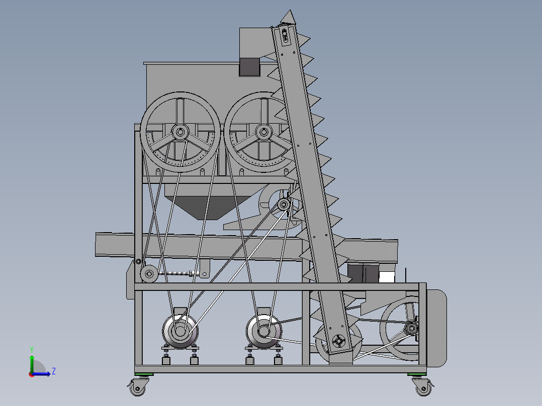 花生剥壳机模型图左视图