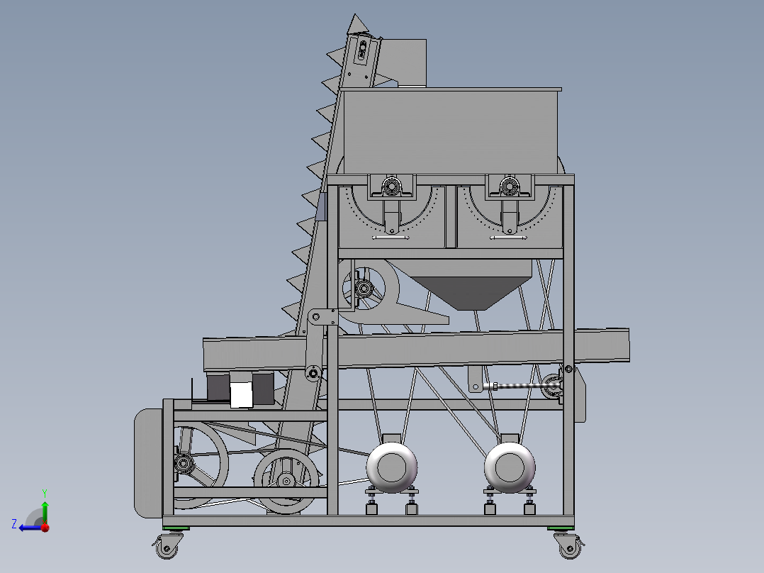 花生剥壳机模型图右视图