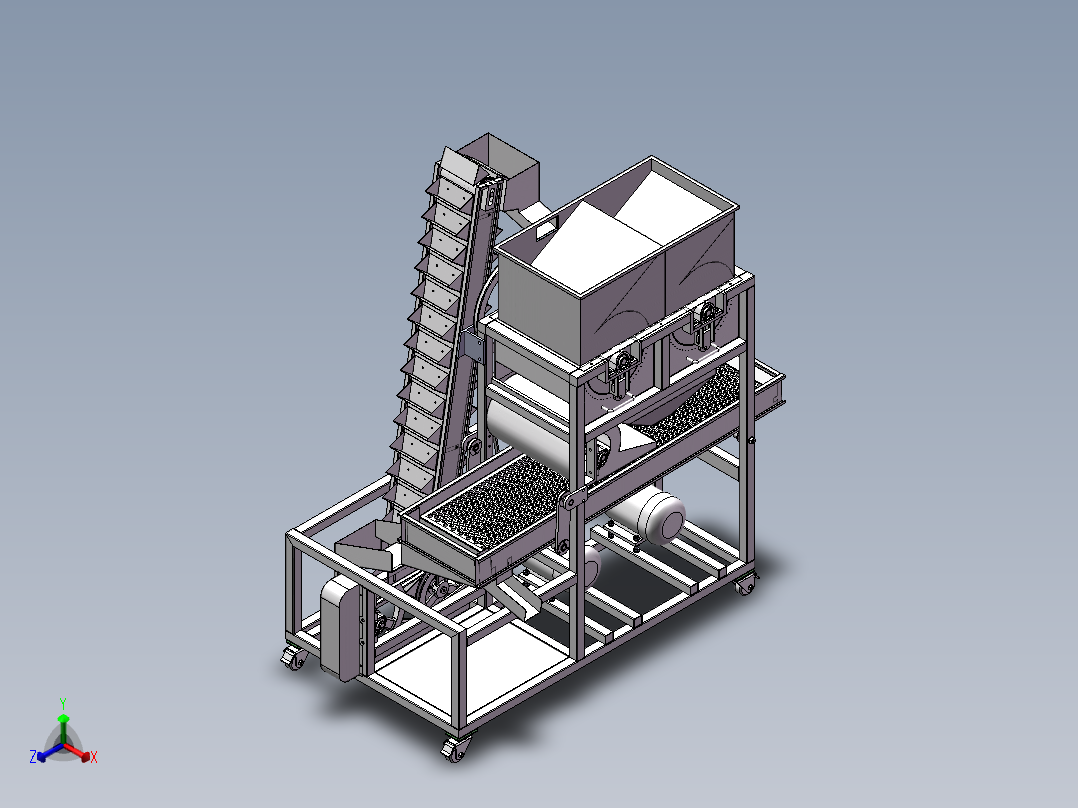 花生剥壳机模型图正等轴测图