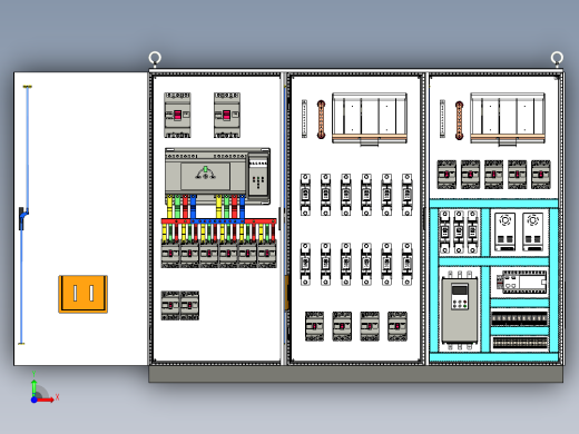 三柜组装刀开关软启动plc控制柜 55707前视缩略图