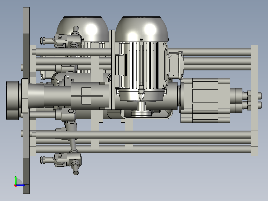 多头双面钻孔机左视图