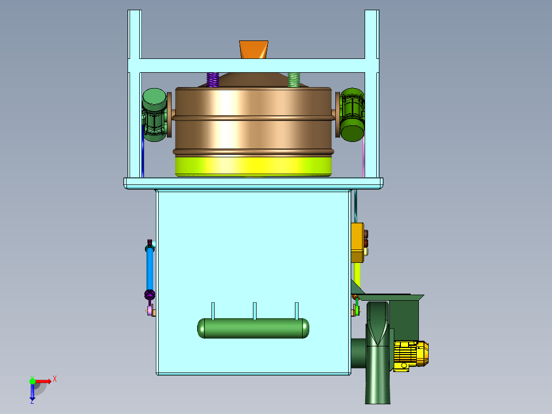 塑料母粒的振动下料装置俯视图