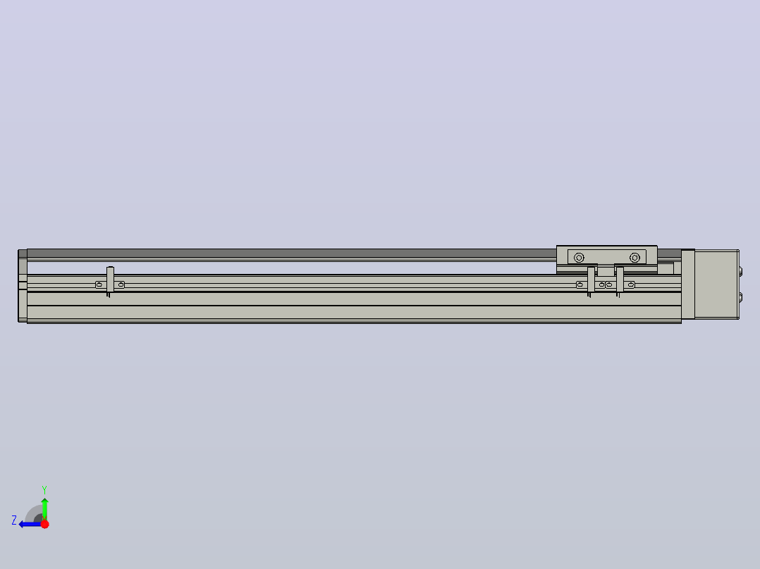 SYS12-BL-400-200W滚珠花健、支撑座、滚珠丝杠、交叉导轨、直线模组.STEP右视图