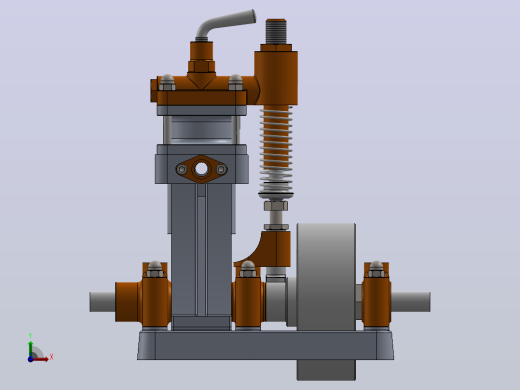 单缸蒸汽机3D数模图纸 Solidworks设计 附平面工程图前视缩略图