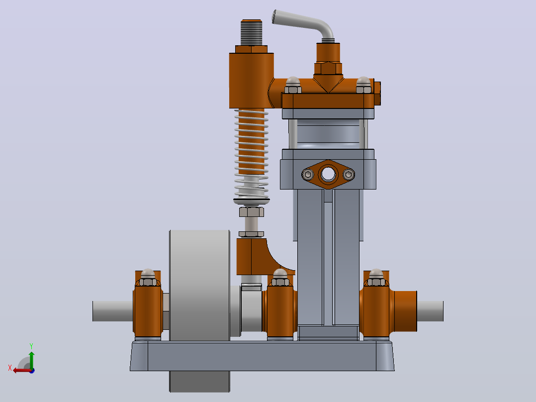 单缸蒸汽机3D数模图纸 Solidworks设计 附平面工程图后视图