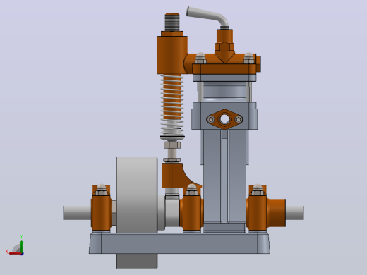 单缸蒸汽机3D数模图纸 Solidworks设计 附平面工程图后视缩略图