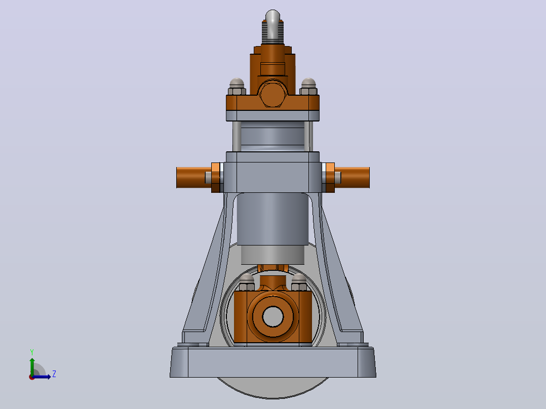 单缸蒸汽机3D数模图纸 Solidworks设计 附平面工程图左视图