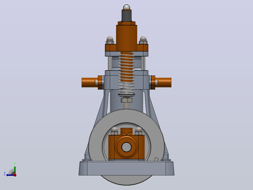 单缸蒸汽机3D数模图纸 Solidworks设计 附平面工程图右视图
