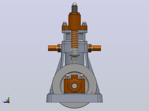 单缸蒸汽机3D数模图纸 Solidworks设计 附平面工程图右视缩略图