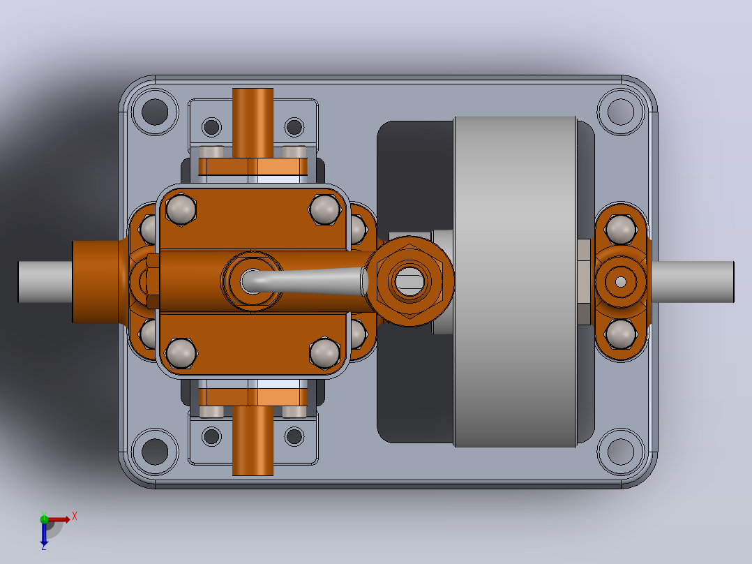 单缸蒸汽机3D数模图纸 Solidworks设计 附平面工程图俯视图
