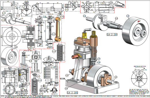 单缸蒸汽机3D数模图纸 Solidworks设计 附平面工程图缩略图
