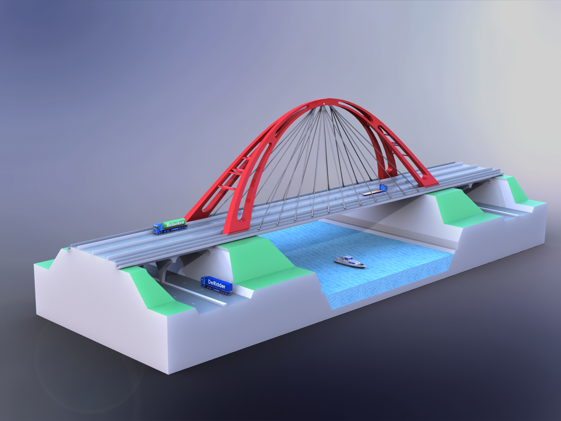 红色拱桥