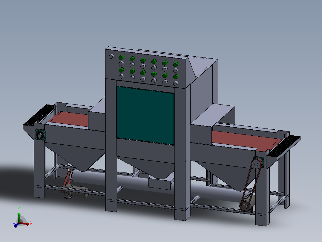 双面自动喷砂机3D图纸T565