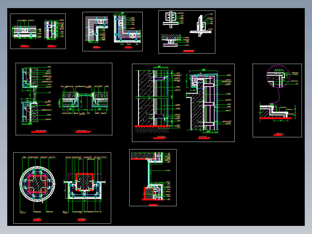 各类石材幕墙节点大样图石材干挂湿挂做法详细的石材柱CAD节点图
