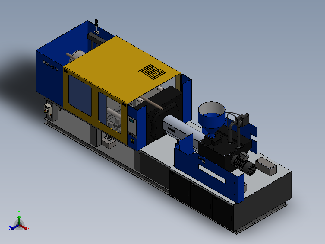 注塑机模型 3D图纸 外部模型机械设备solidworks 3D模型正等轴测图