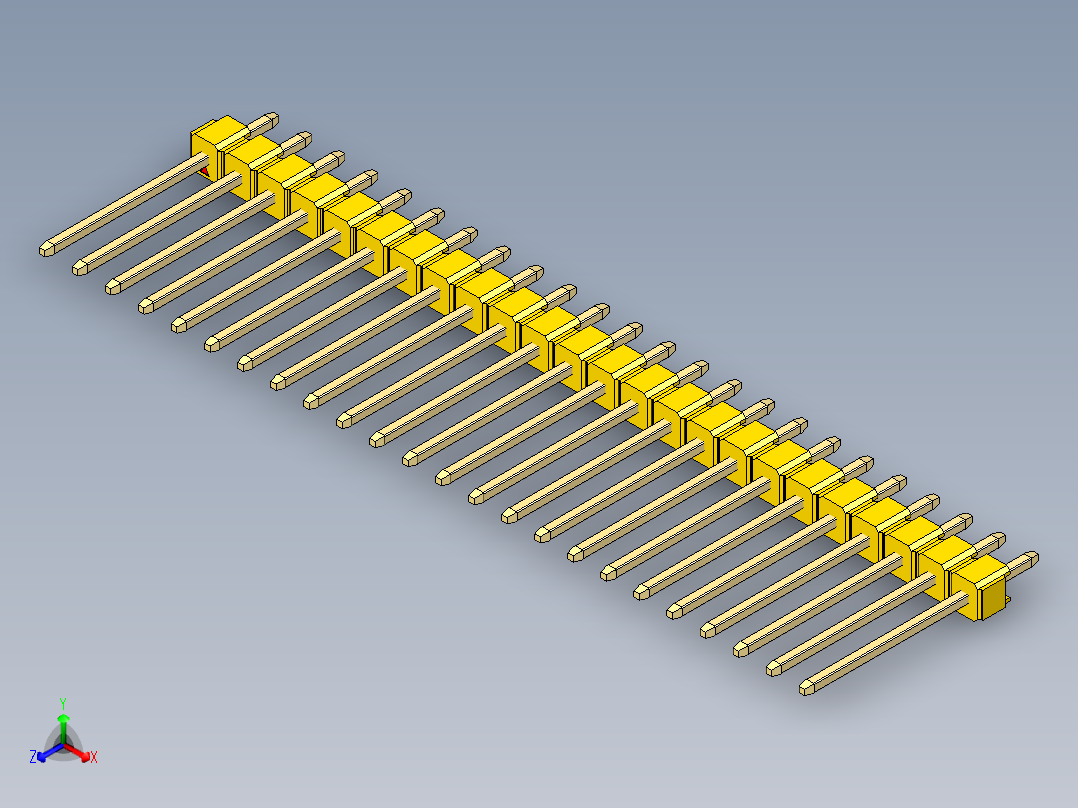 彩色公头100mil（2.54mm）系列-DS1021_yellow_1x24p_100mil_Type5_rev1.0主视图