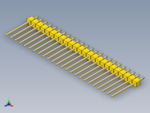 彩色公头100mil（2.54mm）系列-DS1021_yellow_1x24p_100mil_Type5_rev1.0正等轴测缩略图