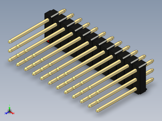 彩色公头100mil（2.54mm）系列-DS1021_black_3x12p_100mil_Type5_rev1.0正等轴测缩略图