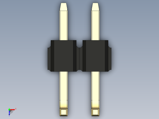 彩色公排针 100mil 2.54mm 系列-DS1022_black_02p_100mil_TypeU_rev1.0俯视缩略图
