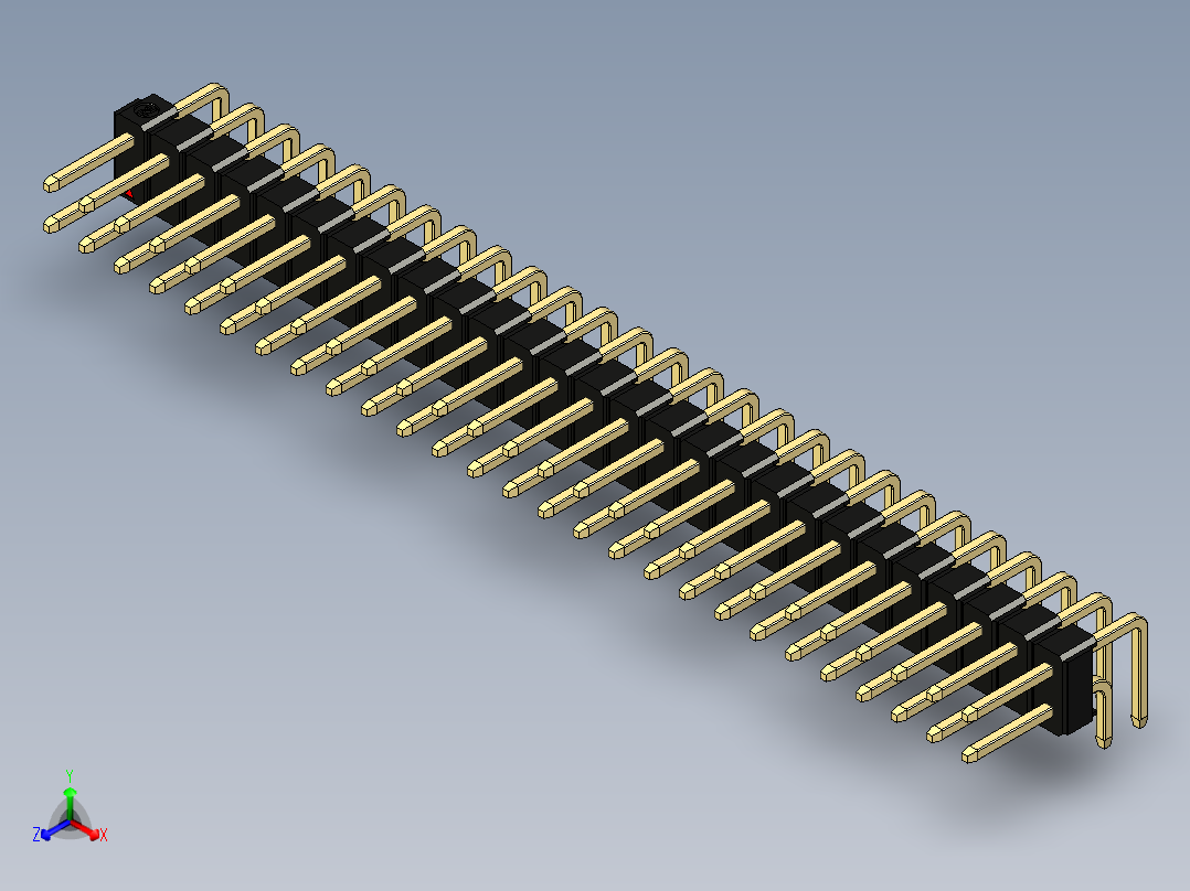 彩色公排针 100mil 2.54mm 系列-DS1022_black_2x27p_100mil_TypeD_rev1.0主视图