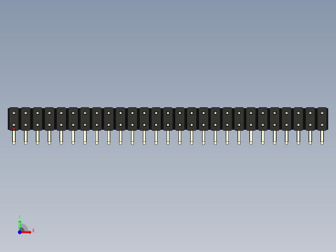 彩色公排针 100mil 2.54mm 系列-DS1022_black_2x27p_100mil_TypeD_rev1.0前视图