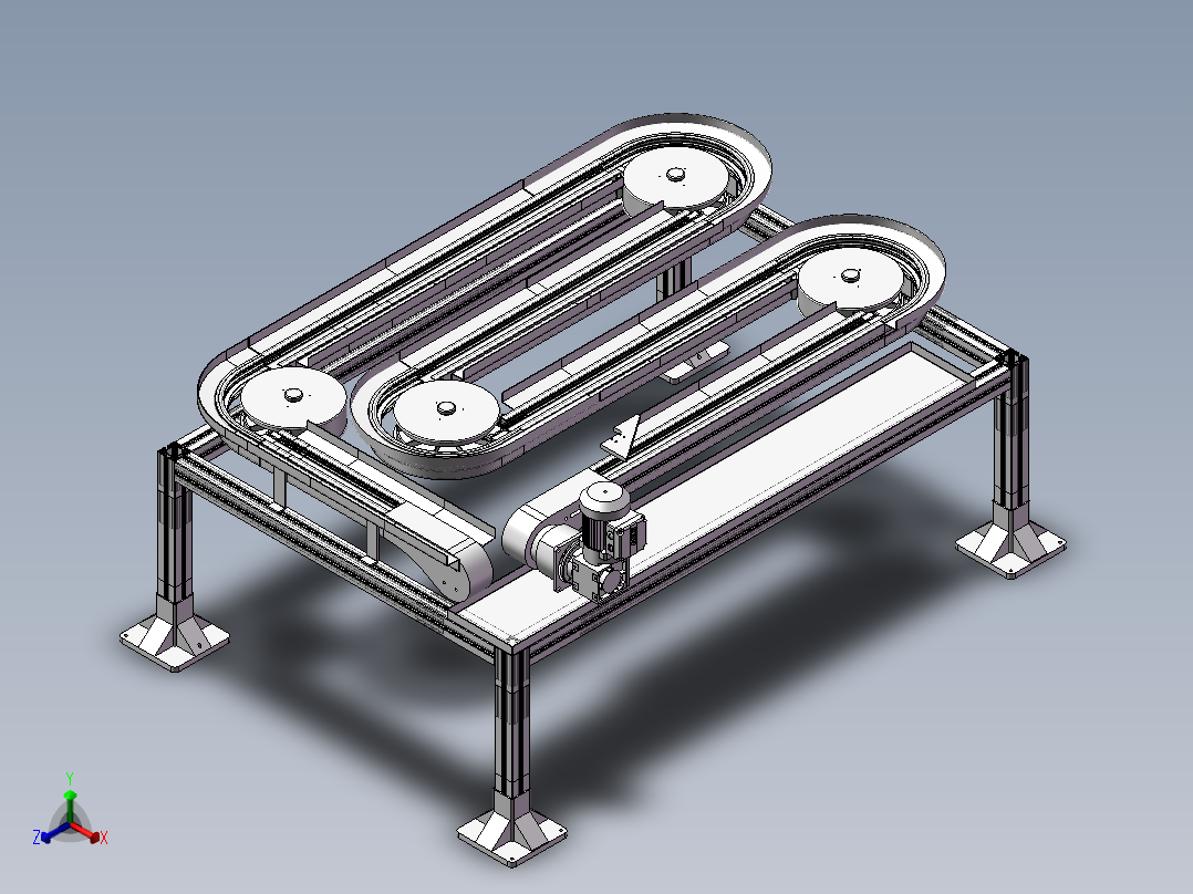 输送链板线 s型输送线正等轴测图
