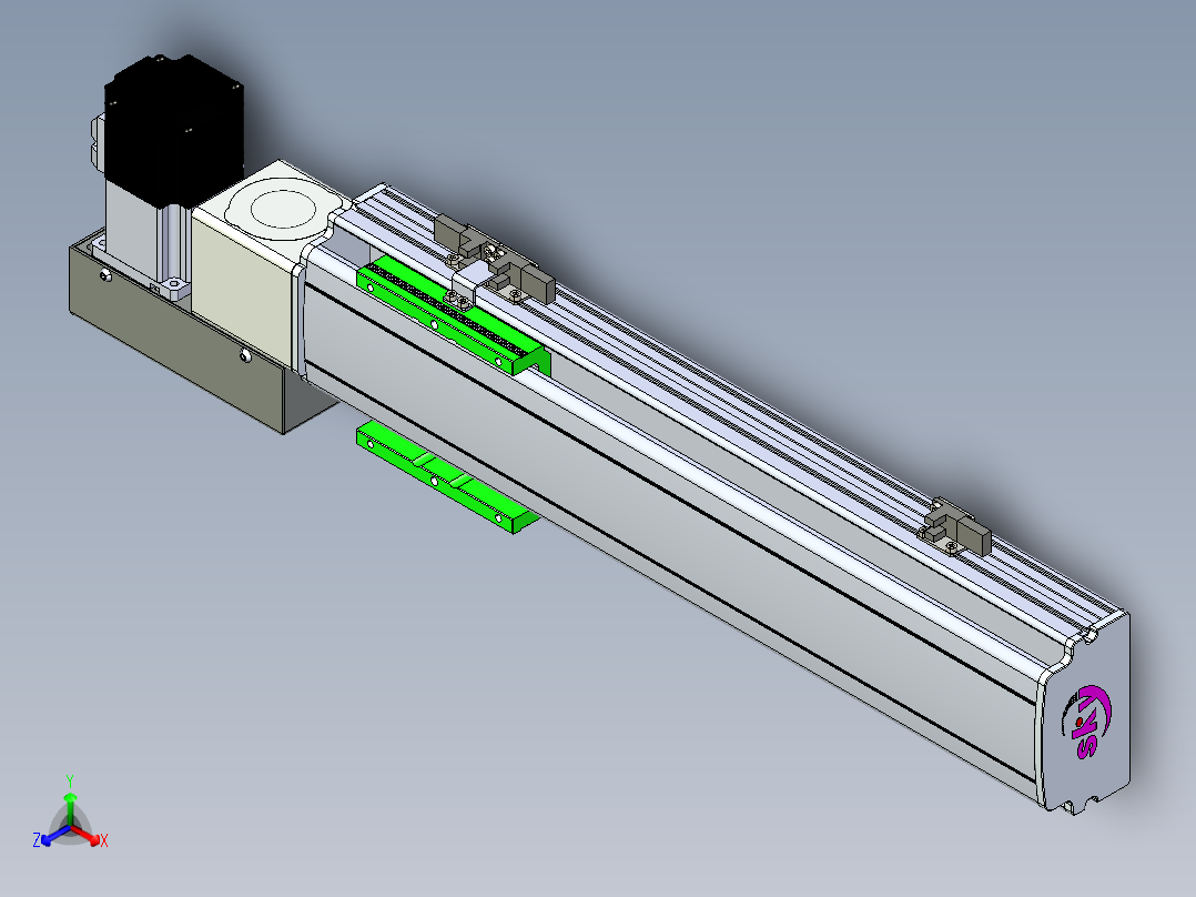 同步带滑台-半封闭B10H-L45-S300-L-P40-D3正等轴测图