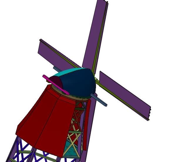 中世纪机械传动荷兰风车