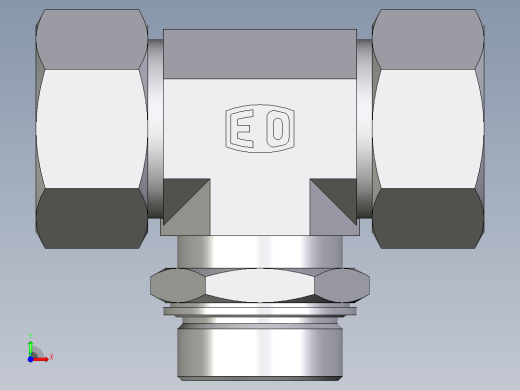 卡套式工业通用硬管接头EO_Adjustable_locknut_branch_tee_TEE38ZSMCF前视缩略图