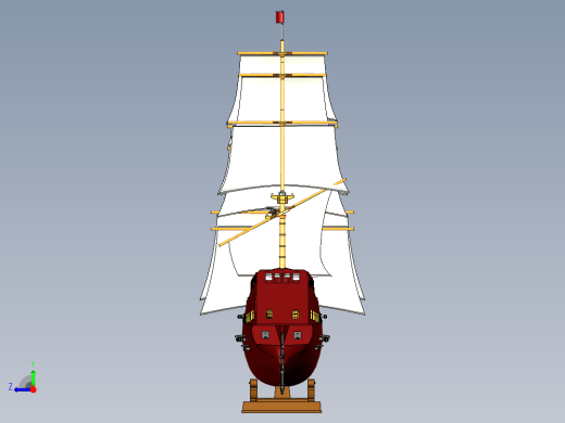 帆船摆件模型3D图纸 igs stp格式右视缩略图