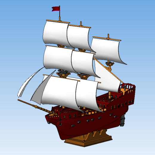 帆船摆件模型3D图纸 igs stp格式缩略图