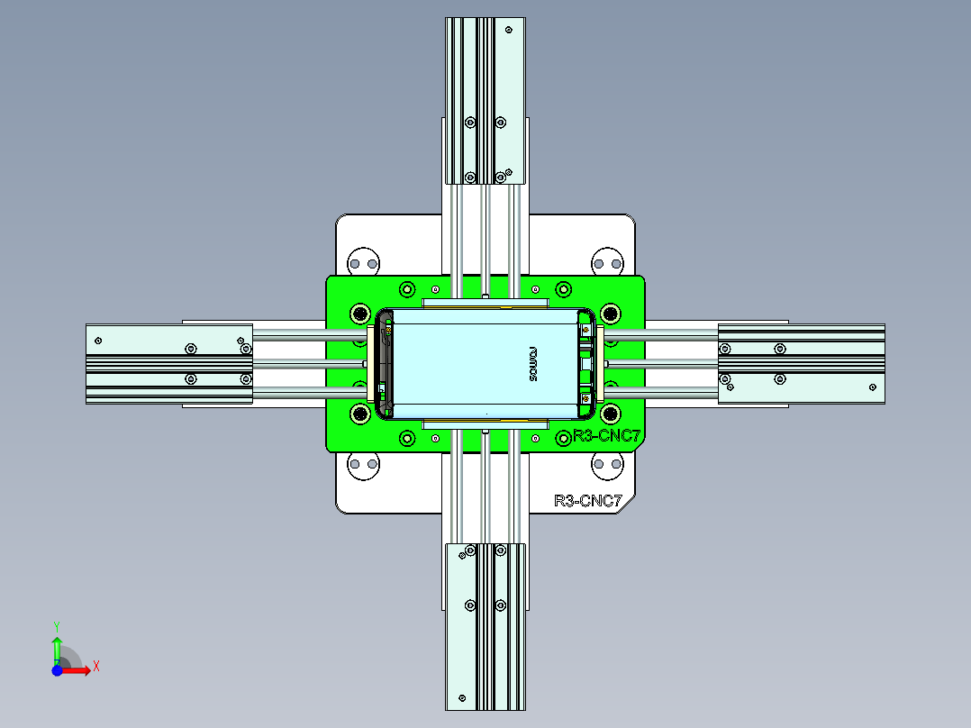 笔记本CNC工装夹具三维模型前视图