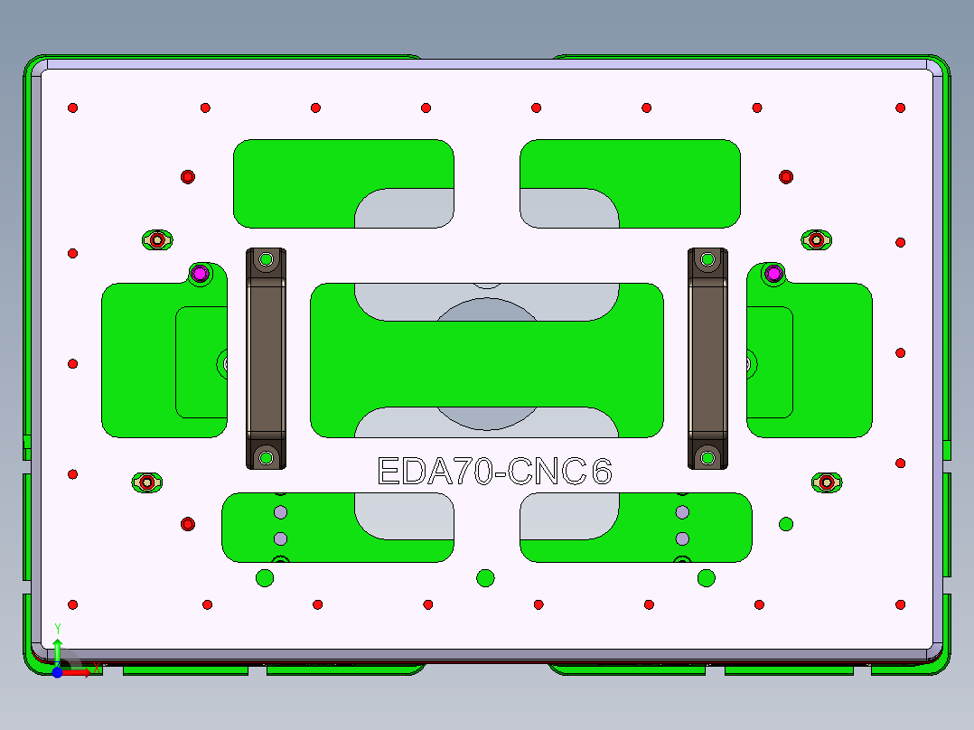 EDA70-笔记本CNC工装夹具三维模型CNC5-6合并验证治具前视图