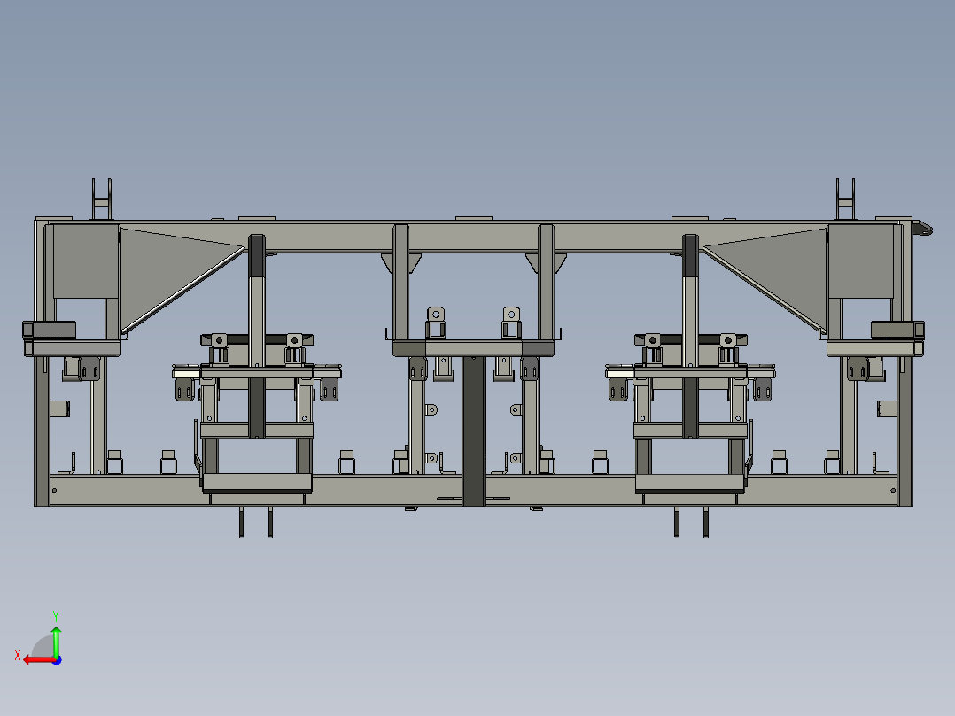 玉米收割机上层割台（不对行）后视图