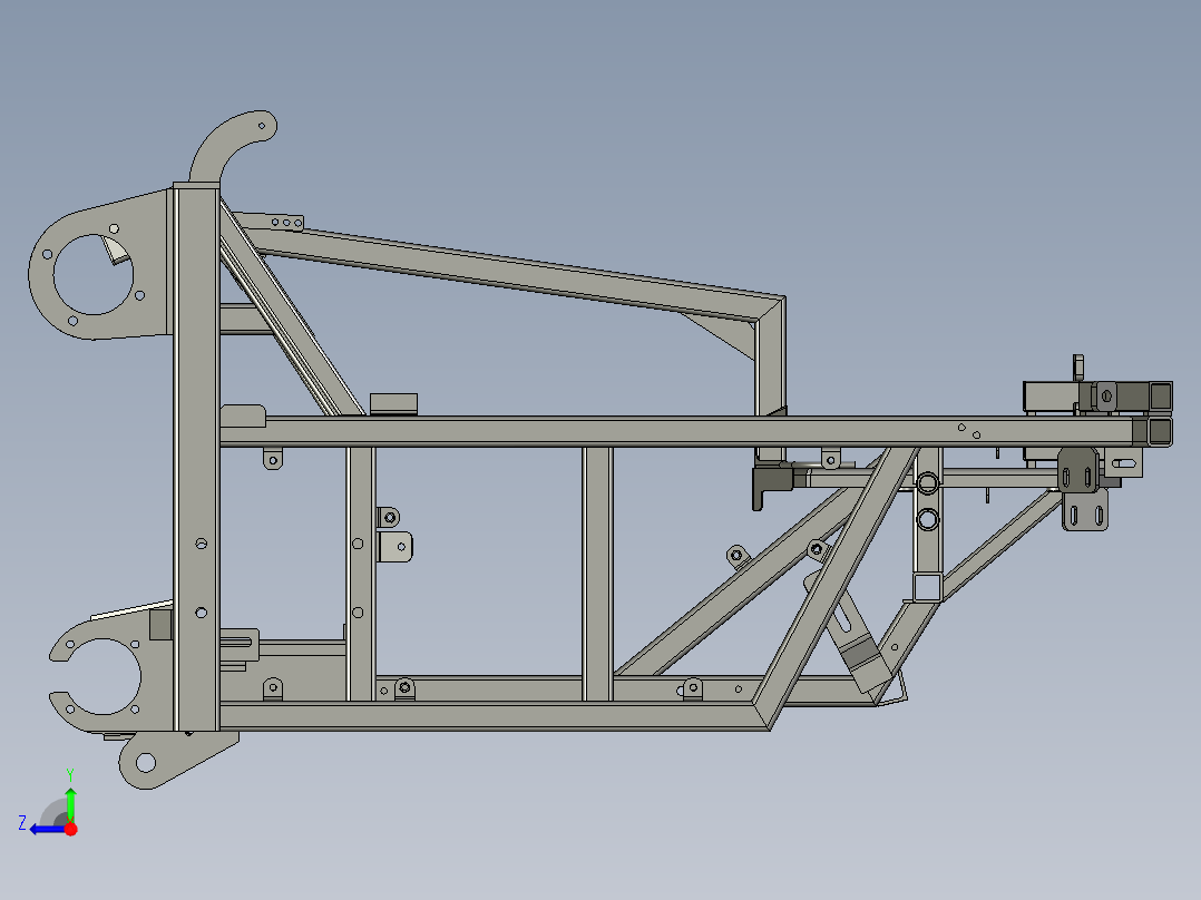 玉米收割机上层割台（不对行）右视图
