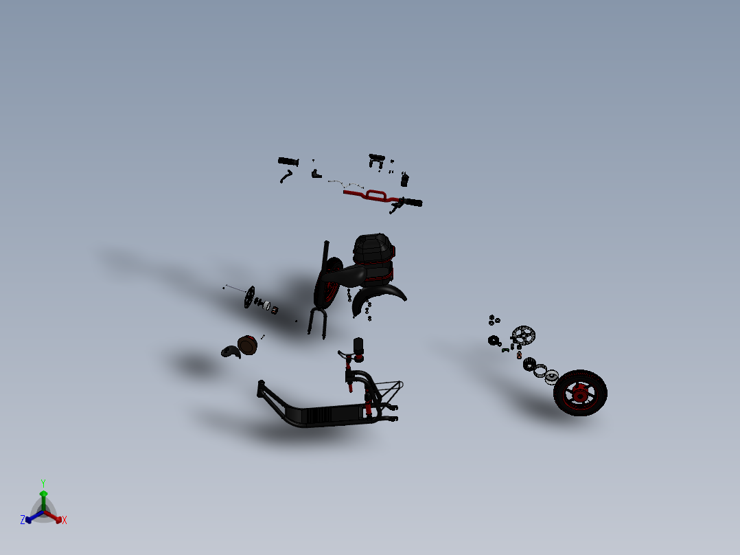 A0002793-电动滑板车正等轴测图