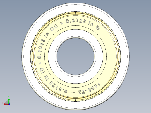 完整的英寸1600-ZZ双屏蔽轴承库— SolidWorks和Step模型后视缩略图