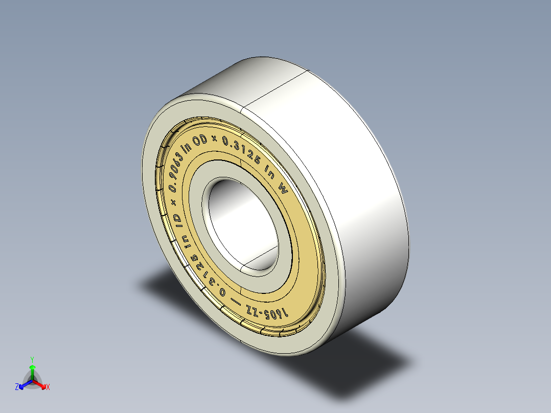 完整的英寸1600-ZZ双屏蔽轴承库— SolidWorks和Step模型正等轴测图