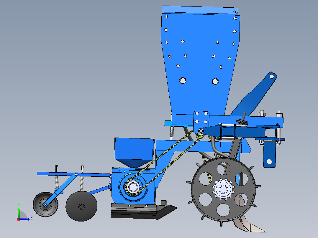 棉花播种机的设计含开题及SW三维及8张CAD图左视图