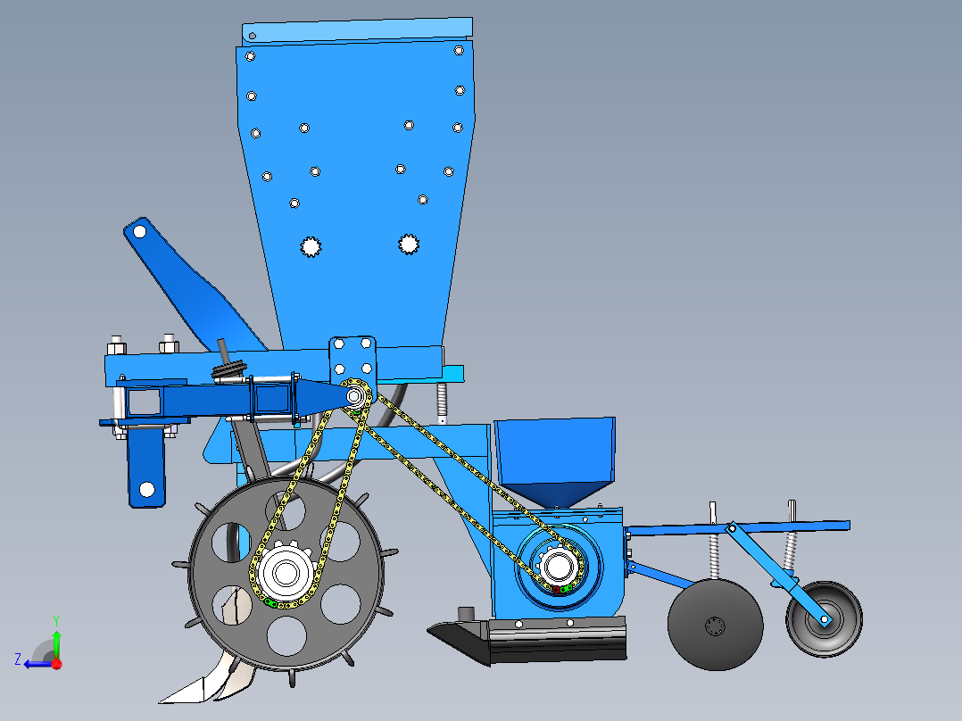棉花播种机的设计含开题及SW三维及8张CAD图右视图