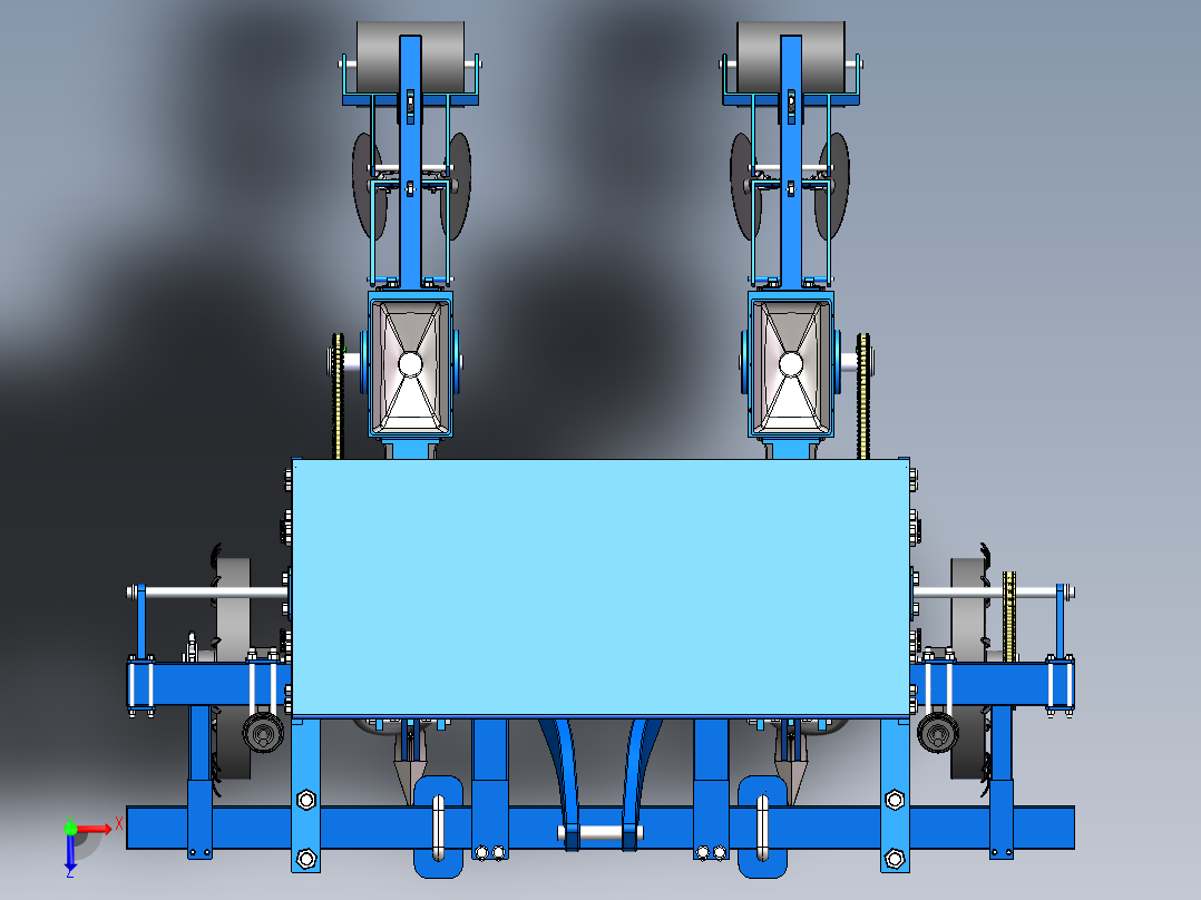 棉花播种机的设计含开题及SW三维及8张CAD图俯视图